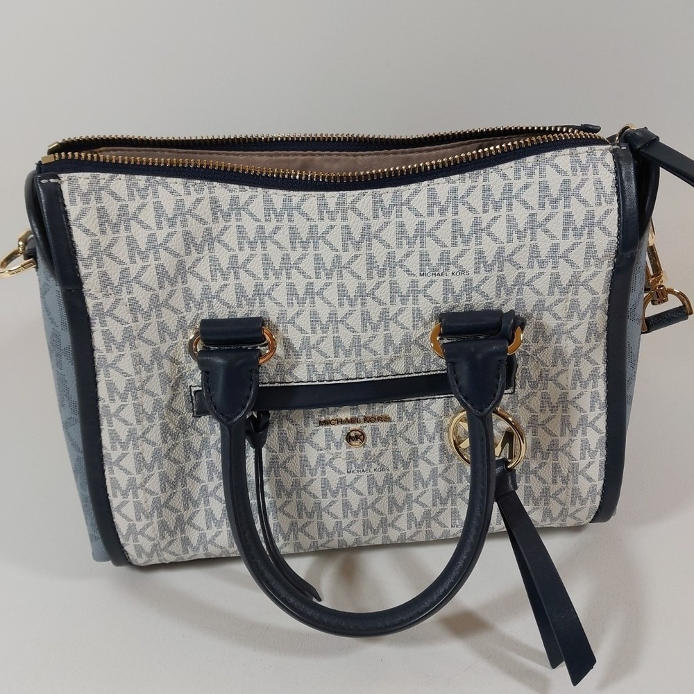 Michael Kors Carine Small‎ Blue Leather Crossbody Satchel & Dust Bag EUC